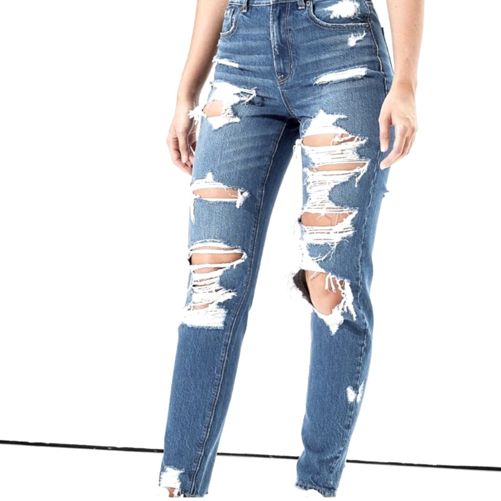 COPY - NWT American Eagle High Rise Deatroyed Mom Jeans
